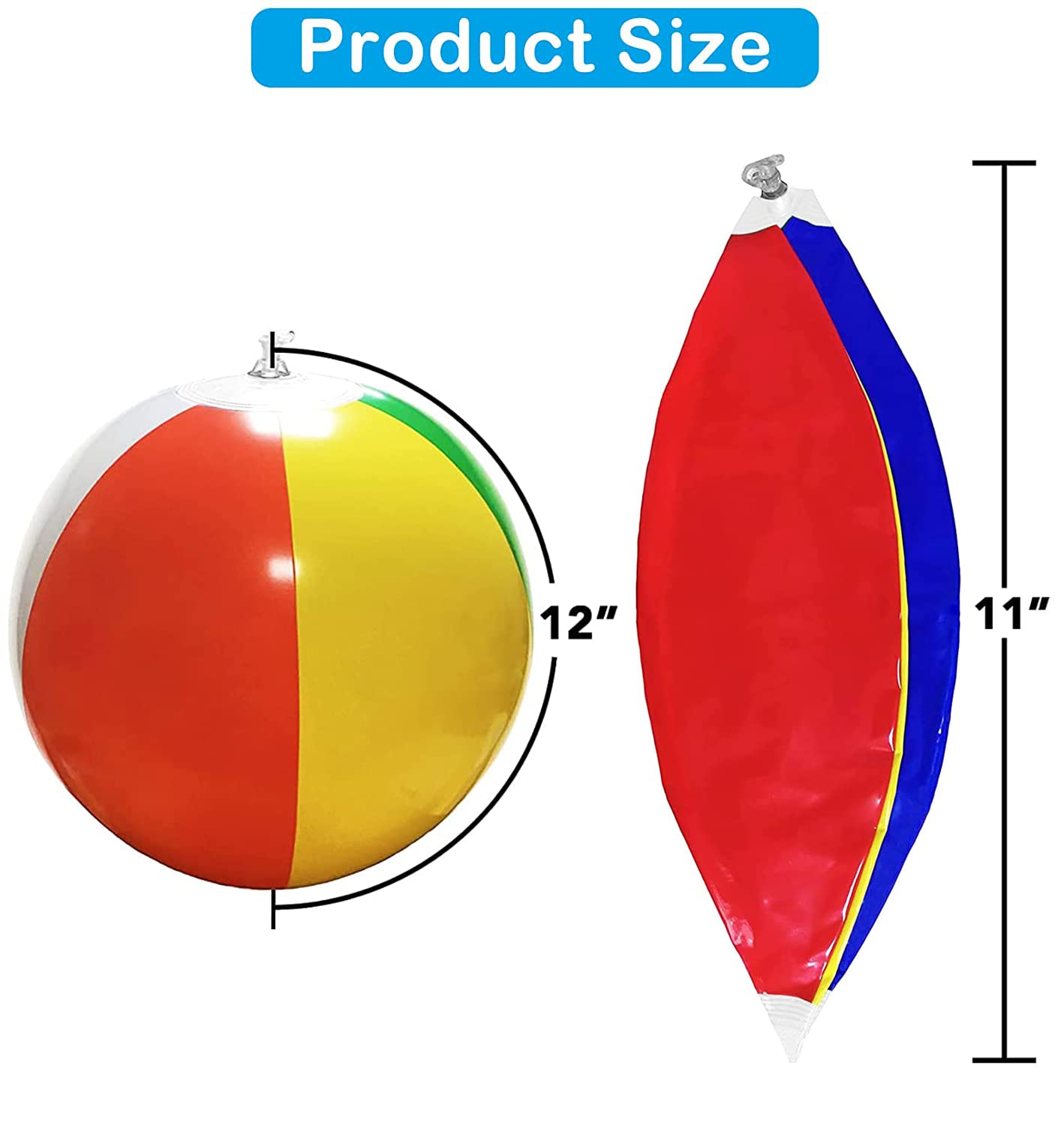 Cedtioaus Beach Ball, 12 Pcs Beach Balls Bulk, 12" Inflatable Beach Ball for Kids, Pool Party Decorations, Beach Toys for Summer Water Games 3