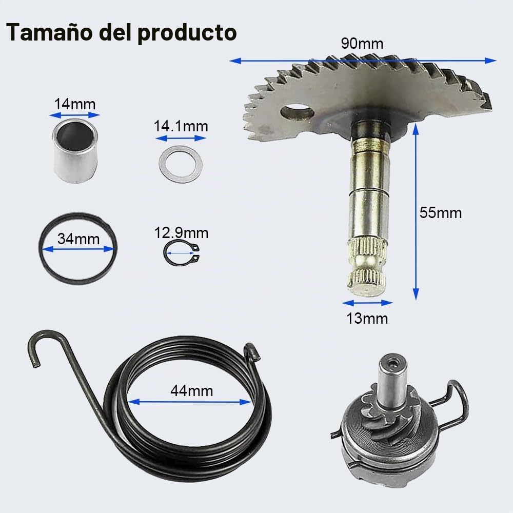 Piñón de Arranque de Pedal de Arrastre, Kit de Eje de Arranque, Conjunto de Engranaje Arranque, Juego de Revisión de Pedal de Muelle para GY6 50CC 80CC 90cc 139QMB Motors Scooter