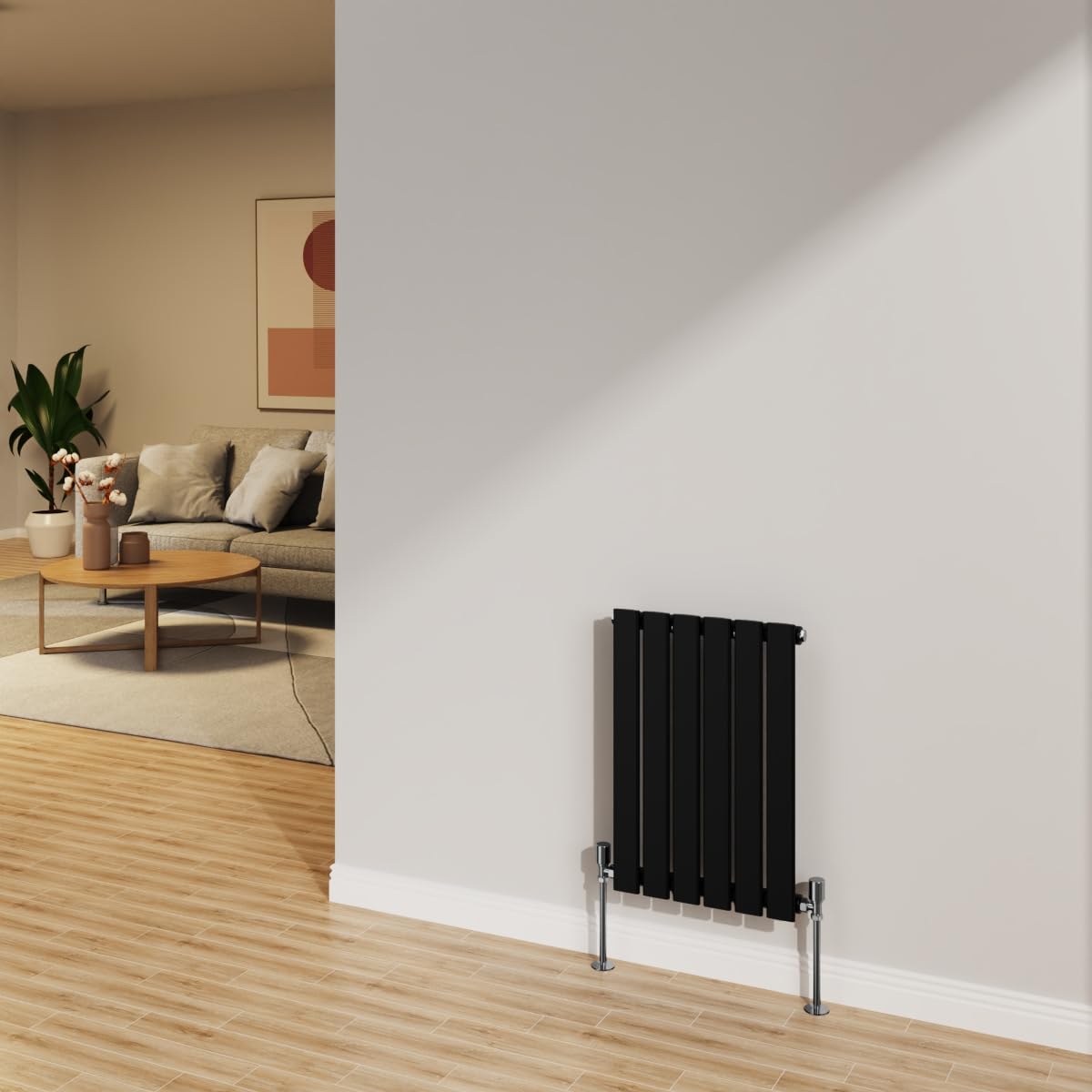 Nrg Black Radiator 600X408mm Horizontal Flat Panel Single Radiator
