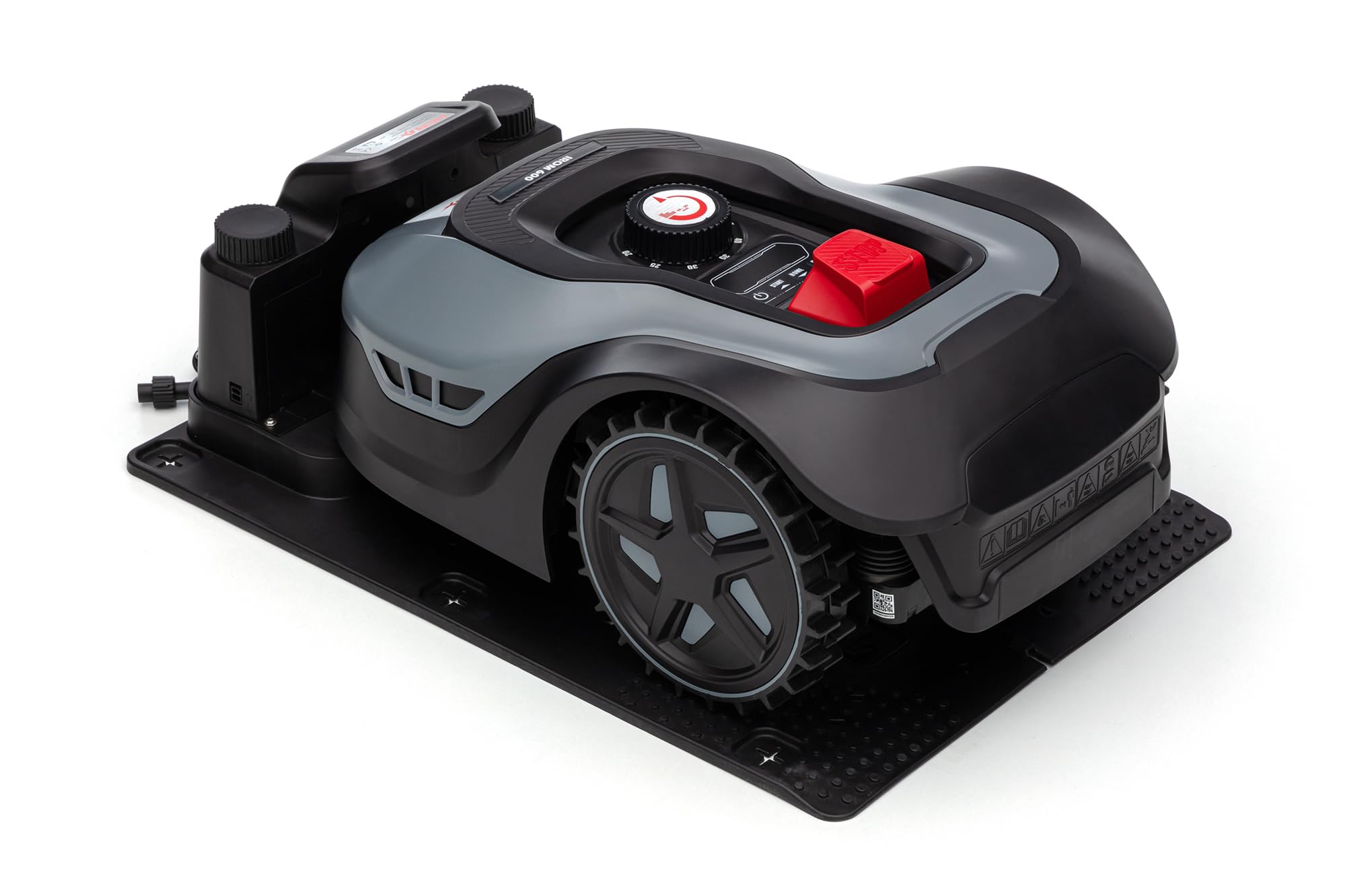 IKRA Robot cortacésped iROM 600 para céspedes de hasta 600 m², WiFi o Bluetooth, Control por App, multizona, Incl. estación de Carga & Sensor de Lluvia, 6 Cuchillas de Repuesto