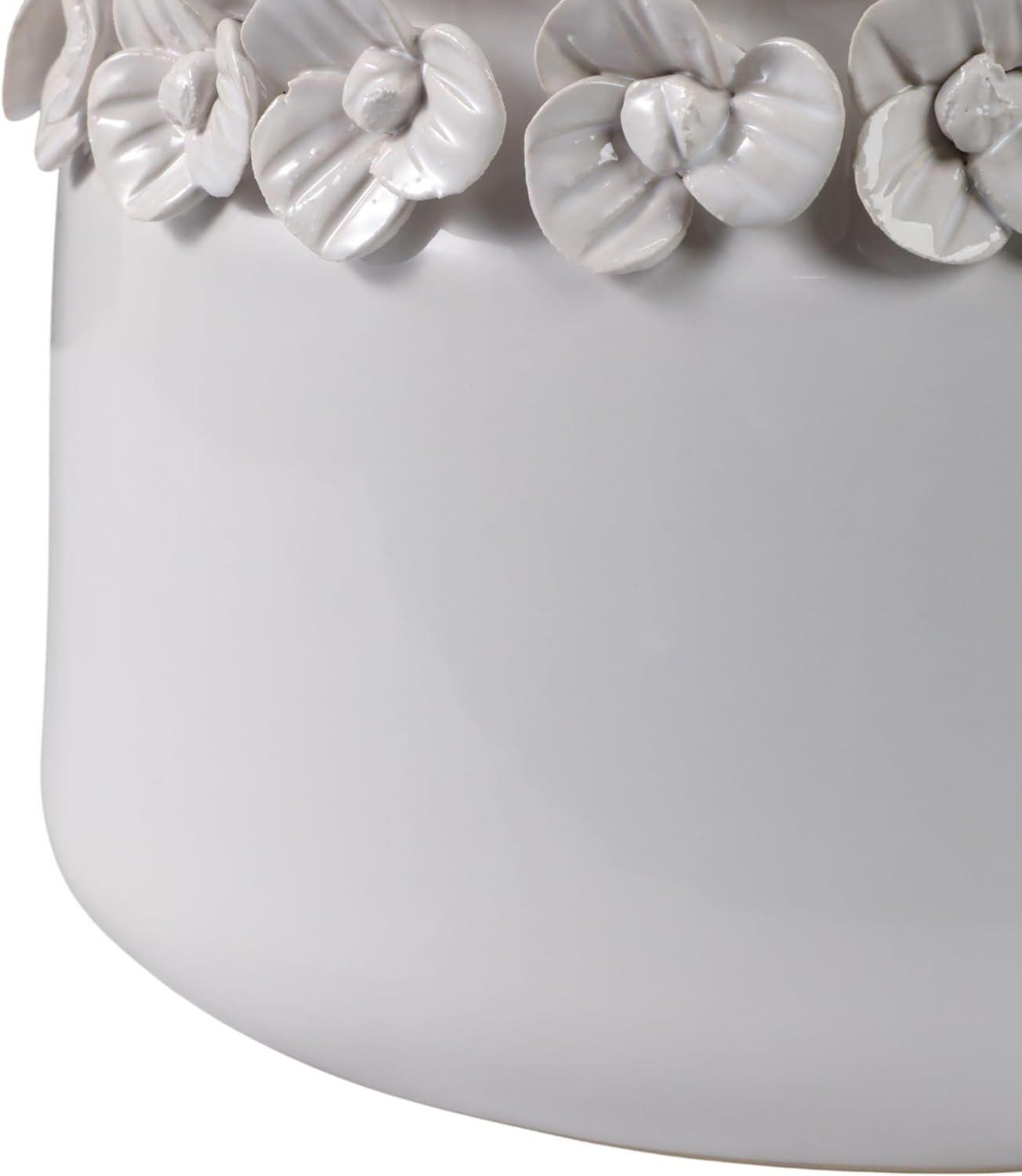 Decorative Flower Pot for Home Decor – Ceramic Indoor or Outdoor Planter with Sculpted Floral for Succulents or Houseplants – Pot for Plants for Garden, Patio, or Room Decor; Set of 2 – 7", 6" White