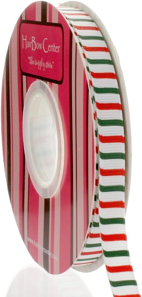 3/8" Christmas Stripe Grosgrain Ribbon 100 Yard