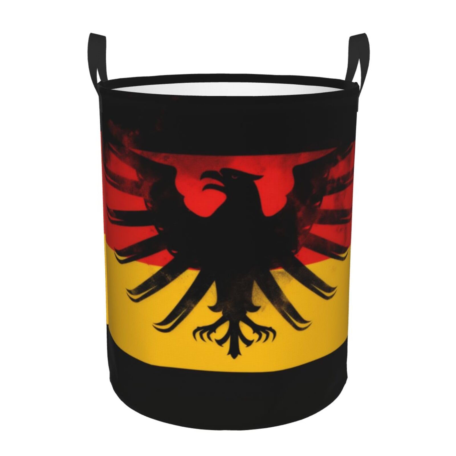 Circular Laundry Basket/Germany Flag/Foldable Dirty Clothes Storage Hamper, With Handles, Water Resistant, For Bedroom Bathroom Storage Bins 50x40cm