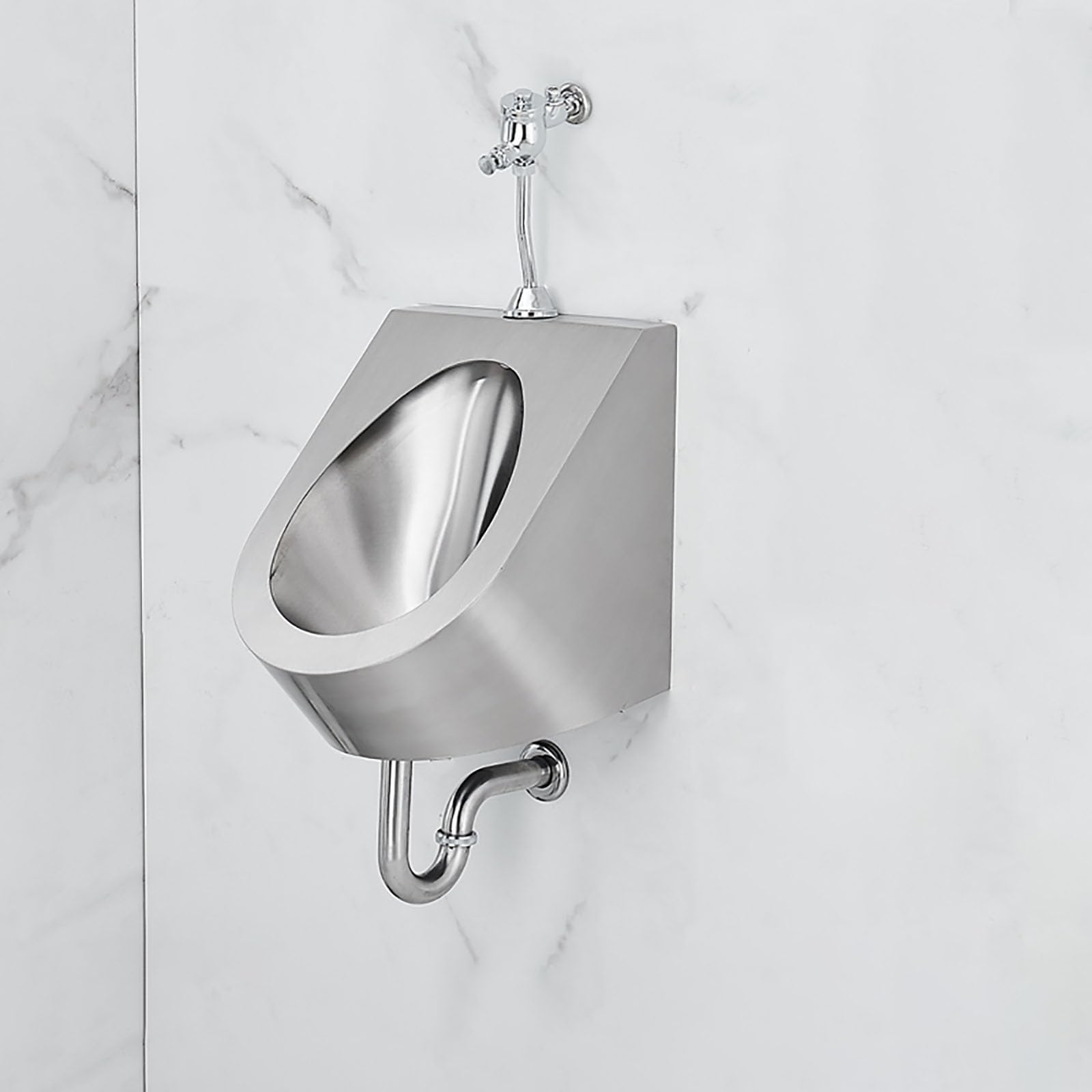 Urinario de pared de acero inoxidable con kit de drenaje completo para aseos