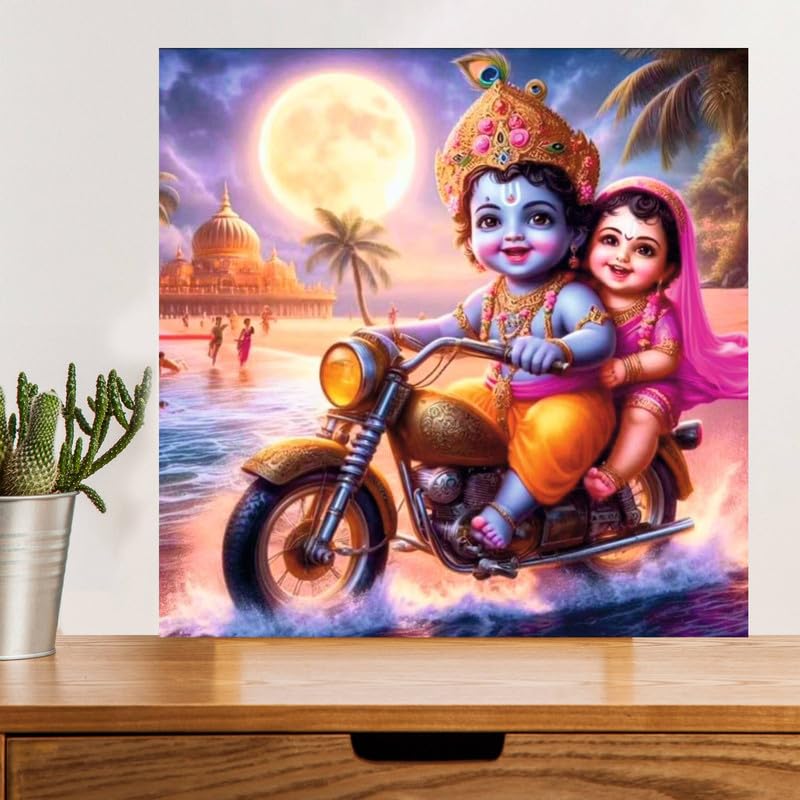 Image of British Terminal Cute little Bal Gopal Baby God Krishna| Kanha Ji | Laddu Lord Makhan Chor Painting Religious Poster for Pregnant Women for wall (matt thin vinyl,sticker,multicolor,unframed)| bj222