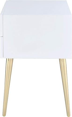 Miniatura 2 de Acme Denvor Night Table in White  Gold 84496