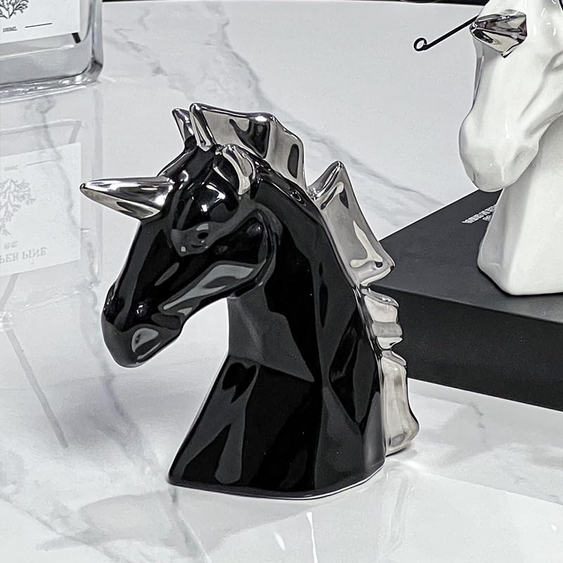 Hosoncovy Ceramic Unicorn Sculpture Ornament Unicorn Statue Figure Decor Home Decoration Room Decor for Living Room Office Desktop - Image 2