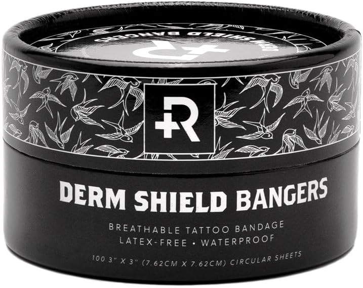 Recovery Aftercare Derm Shield Bangers Película Adesiva para Tatuagem, 7,62 cm, Pacote com 100 unidades