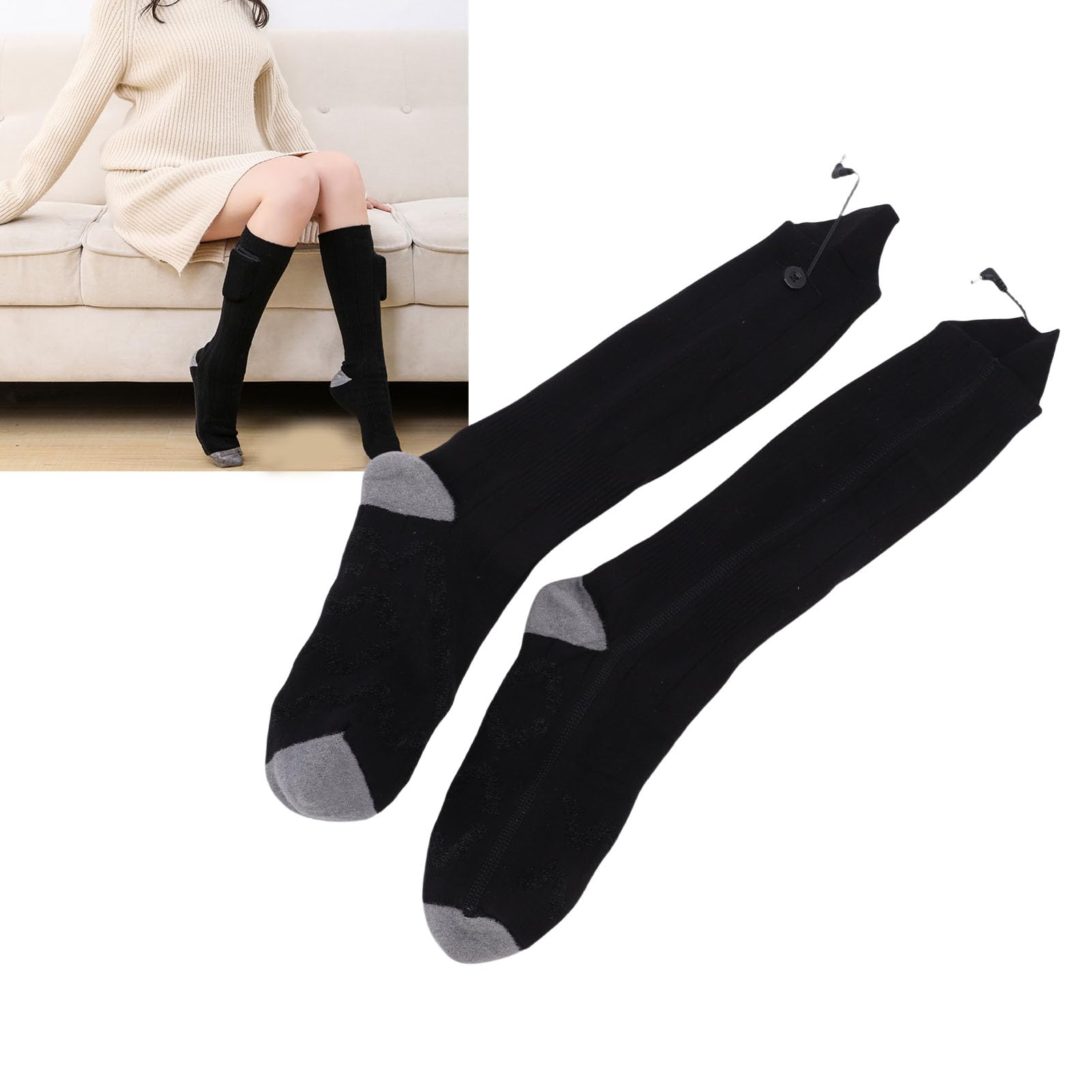 Chaussettes Chauffantes électriques pour Hommes et Femmes, Semelle Complète et Chauffage Supérieur avec Technologie Latérale, Comprenant 2 Piles 5000 MAh et Contrôle APP, Vêtements Thermiques