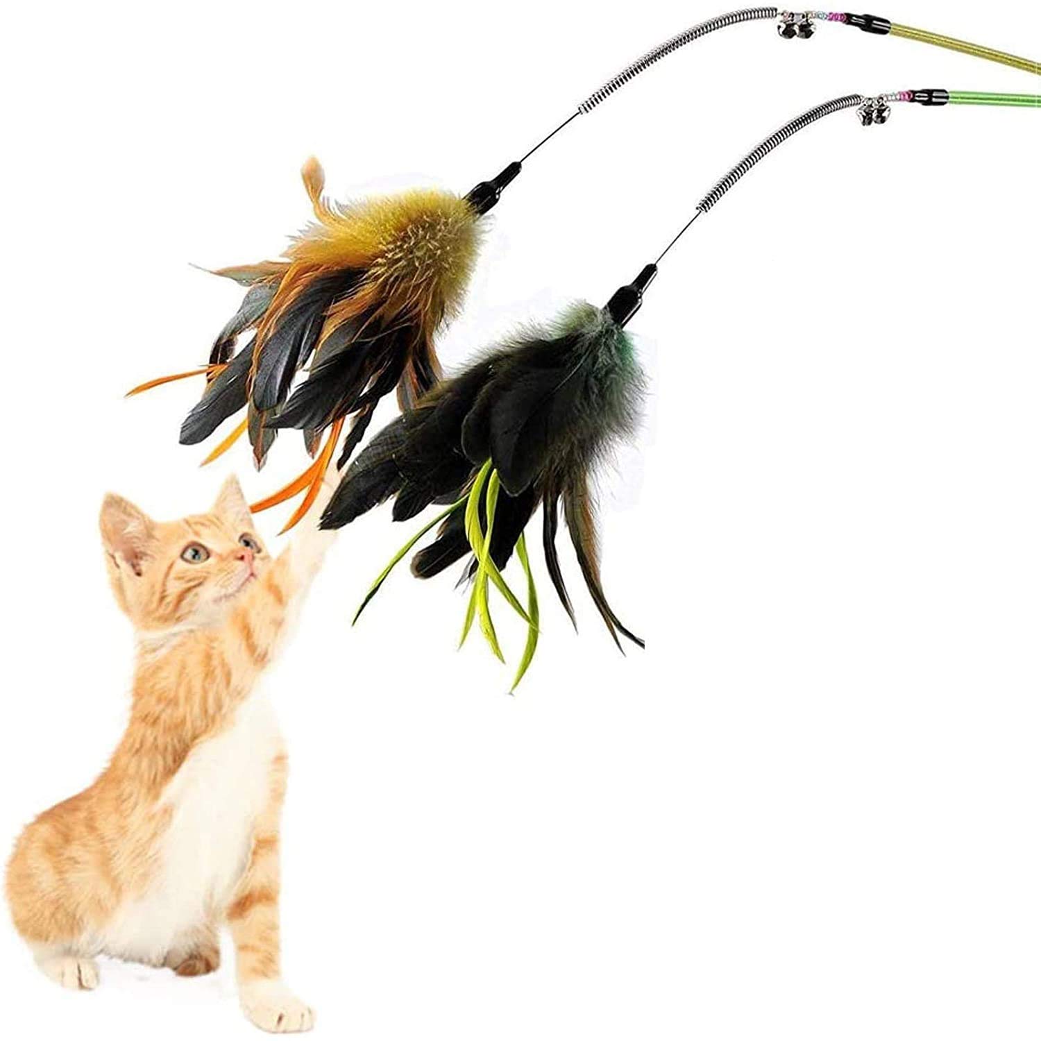 COZY PUPPIES Cat Spring Teaser Playing Stick and Feather Interactive Teasing Wand Toy (Length 62cm) (Pack of 1) (B08WKKLVPX) Amazon Price History, Amazon Price Tracker