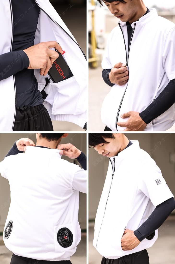 快適ウェア 半袖ニットブルゾン UVカット ポリエステル100% チタン配合 吸汗速乾 撥水 村上被服 電動ファン用ウェア 作業服