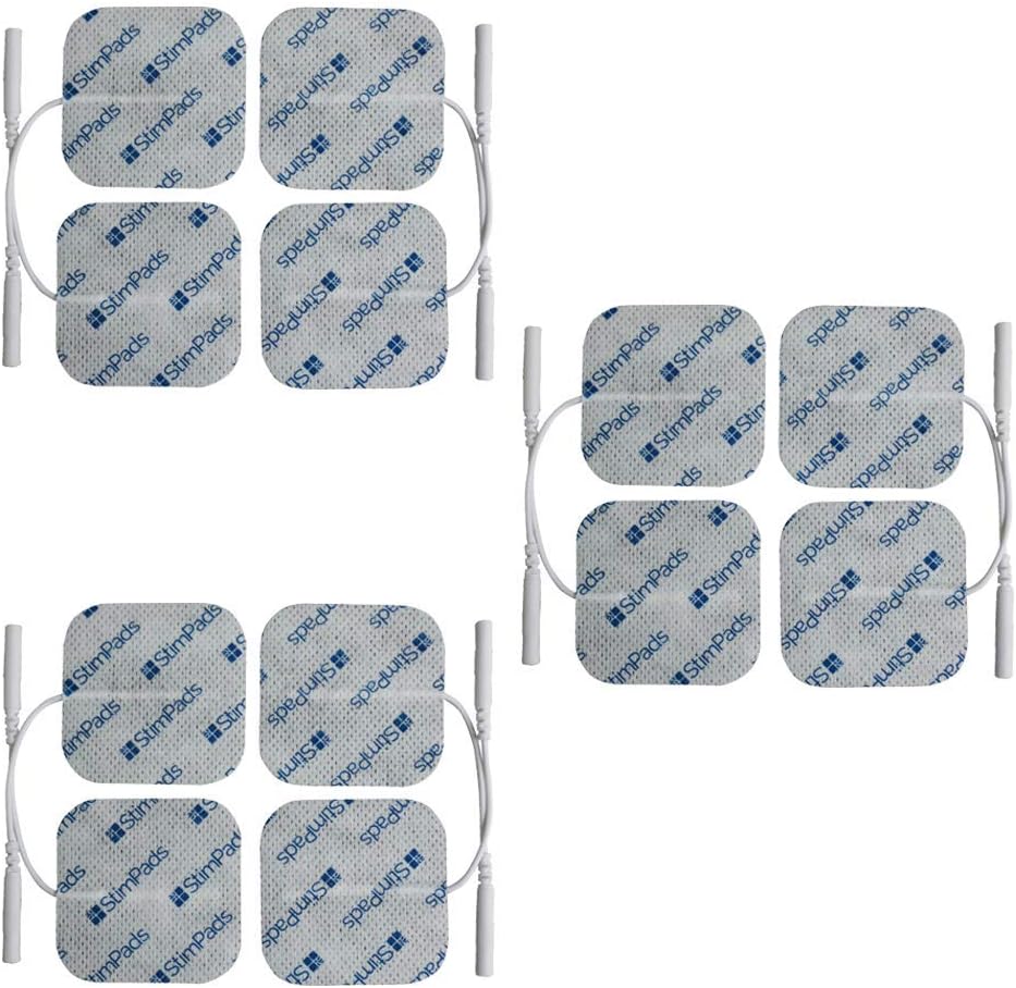 StimPads"Einfach besser TENS/EMS Elektroden - 12er-Pack 40X40mm Elektroden-Pads mit 2mm Universal-Pin-Anschluss - Langlebige und qualitativ hochwertige Elektroden f√ºr TENS und EMS Ger√§te