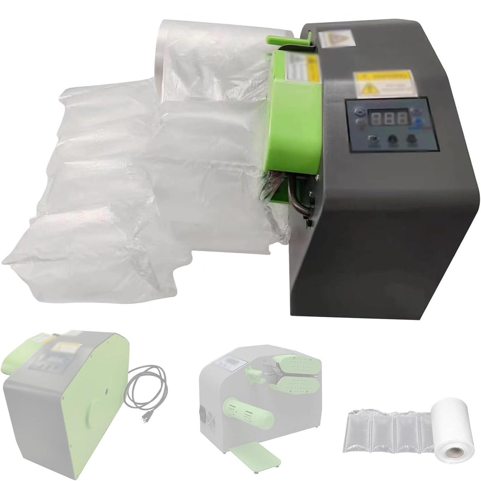YXYLJOZ Automatic Air Bubbles Wrap Machine, High Speed Inflatable Cushion Maker for Packaging, Secure Wrap for Protection Shipping, Includes 4 Rolls 300m Film
