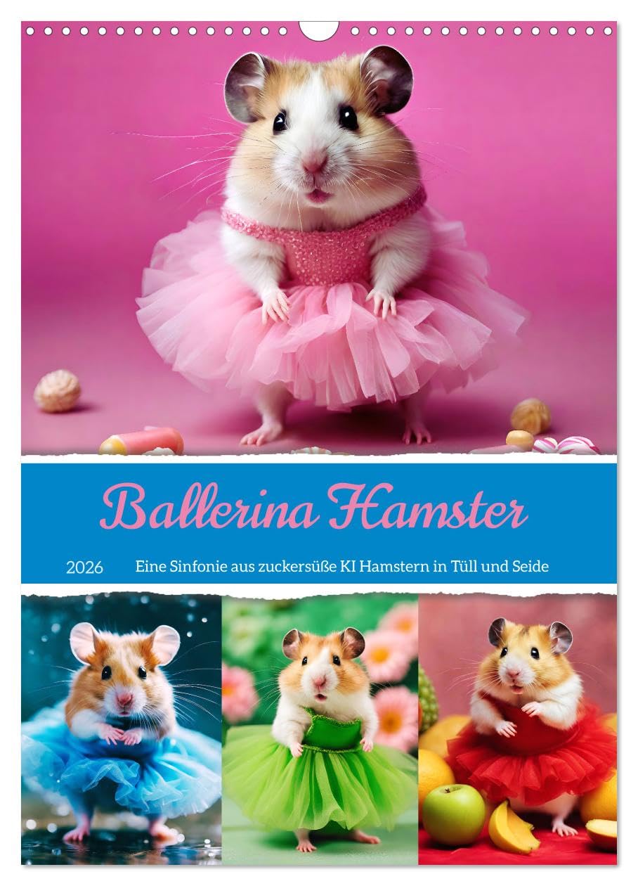 Ballerina hamster - A symphony of sugar-sweet AI hamsters in tulle and silk UK-Version (Wall Calendar 2026 DIN A3 Portrait), CALVENDO 12 Month Wall Calendar — image 1