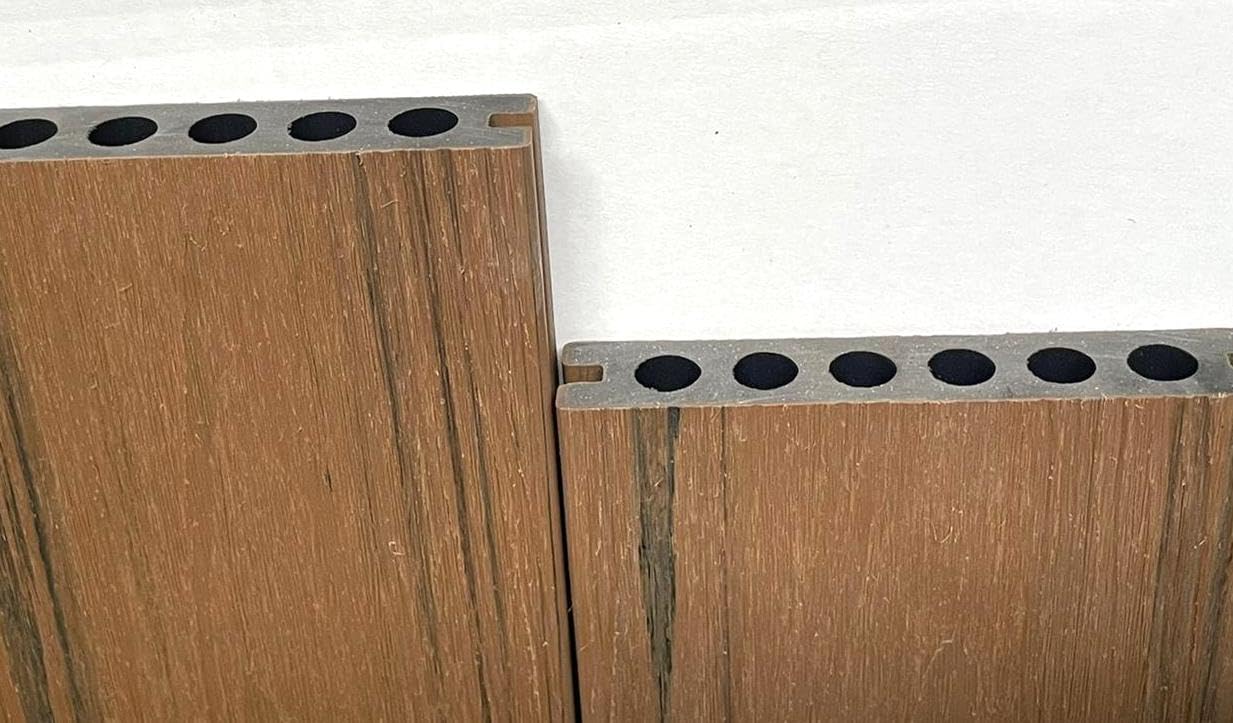 Kit doghe da esterno in wpc teak con clip fissaggio 0,96x0,138 Cm