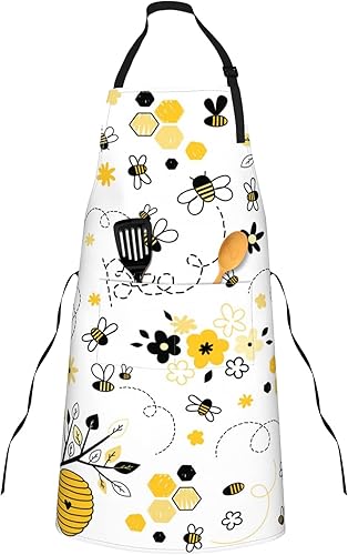 Miniatura 9 de Delantales de abeja para mujer con bolsillos, lindo delantal para el día de la madre para cocinar, hornear, lavavajillas, barbacoa, decoración de