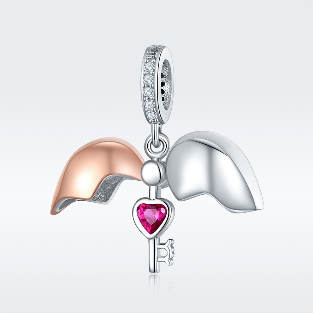 NINGAN Colgante Charms de plata esterlina 925 "I Love You colgante en forma de corazón de zircon brillante adecuado para pulseras de mujer collar regalo de San Valentín