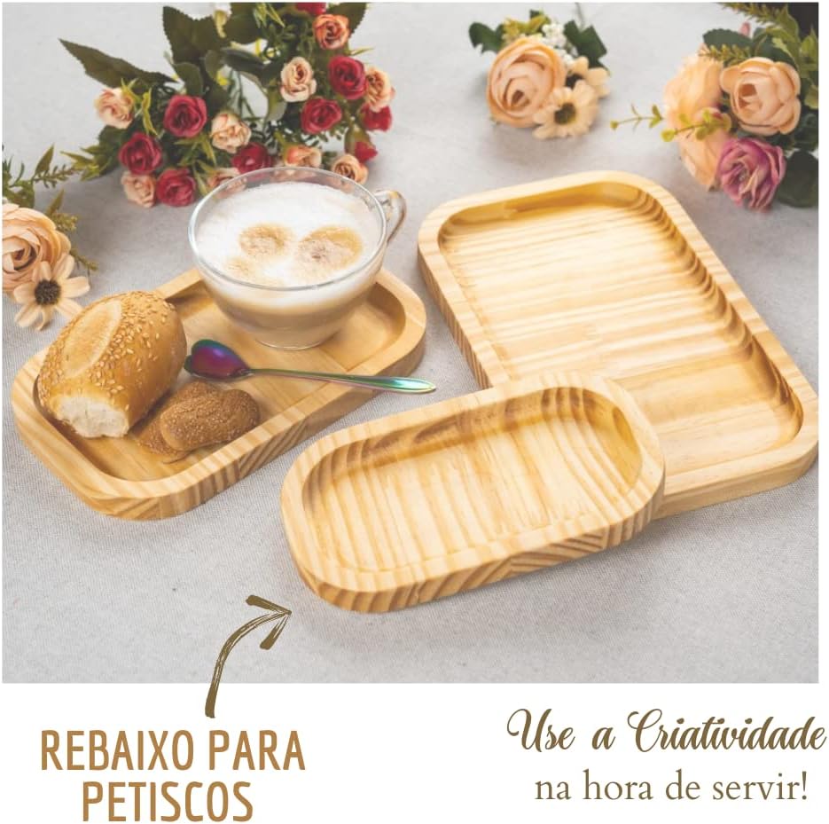 CARMISINI Tábua Petisqueira Gourmet de Frios, Queijos e Frutas - Madeira Pinus Rústico