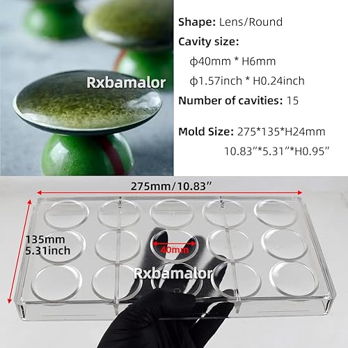 Miniatura 2 de Molde de chocolate oblato de 15 cavidades de policarbonato para chocolate, moldes de policarbonato de policarbonato (tamaño de cavidad 1.57 x 0.24