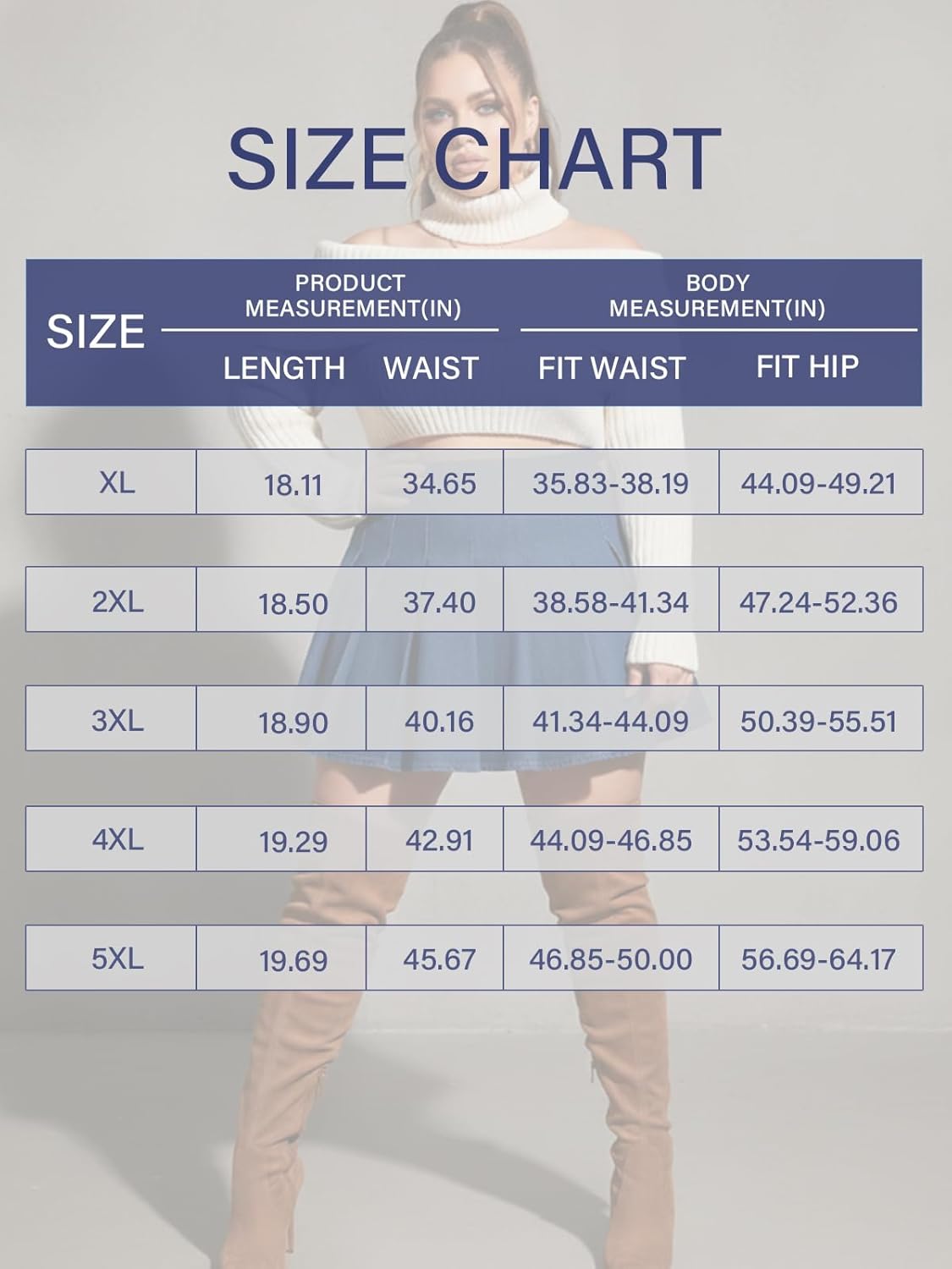 Moon Wood Women Plus Size Denim Pleated Skirt High Waisted A-Line Jean Short Skirts with Pockets