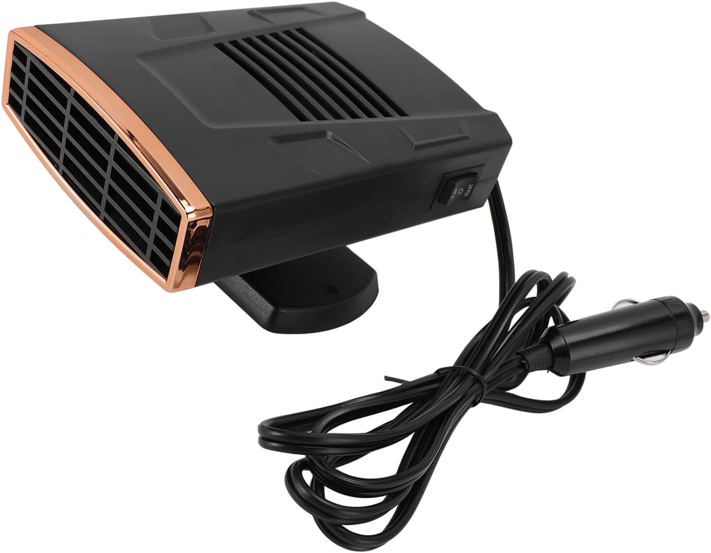 12V Car Heater Fast Heating Auto Defroster, Windshield Defogger with 2 - Temp Settings, Rotatable Design for Cars and Trucks, Winter Windshield Heater Black Gold