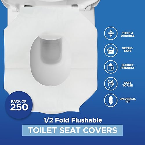 Miniatura 2 de MED PRIDE Sábanas protectoras de baño ecológicas  Fundas de asiento de inodoro desechables sépticas paquete de 250  Fundas de asiento de inodoro