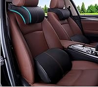 Vista 2 de ZHONGLI Almohada de cuello de coche Almohada de viaje de cuero PU para reposacabezas Soporte de cuello para asiento de coche (negro)