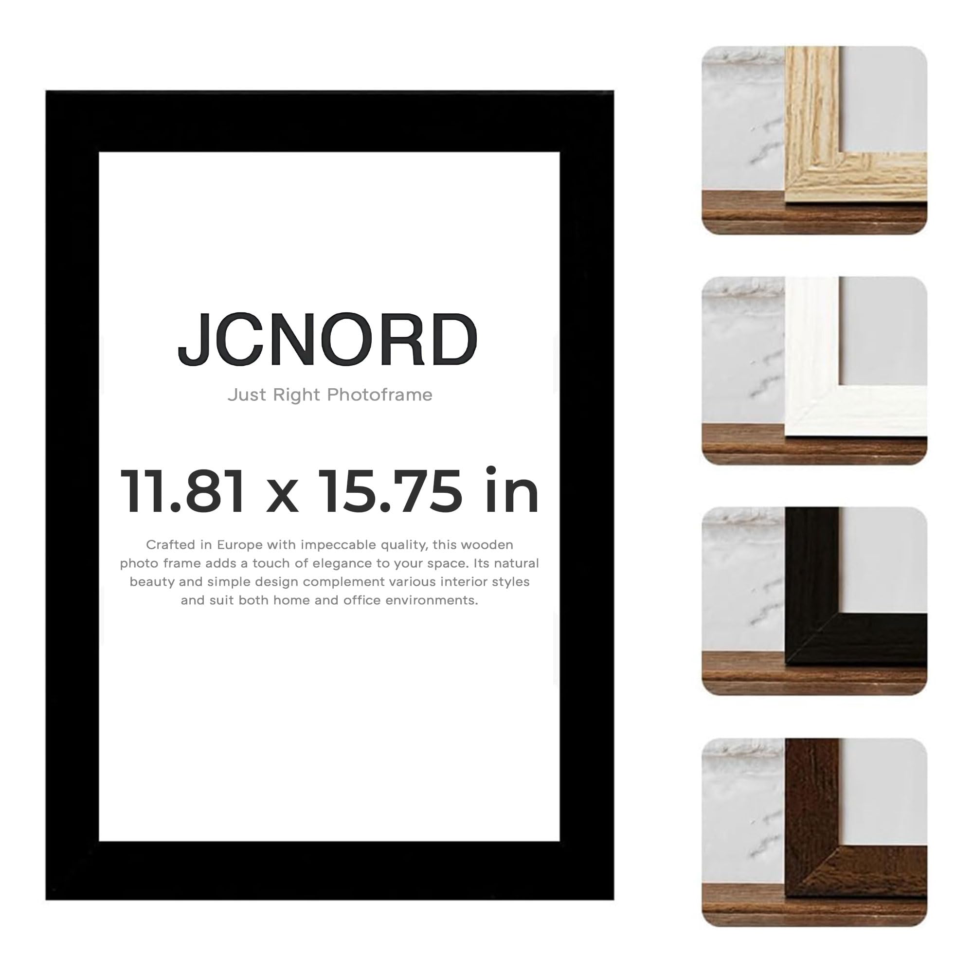 Jcnord Black Mdf Wooden Picture Frame 12X16 Inches (30X40 Cm) With Shatterproof Acrylic Glass | Modern Photo Frame For Walls And Tables