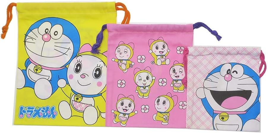 Amazon ドラえもん 巾着袋 きんちゃくポーチ大中小3枚セット ドラミちゃん ベーシック バッグ 財布 おもちゃ