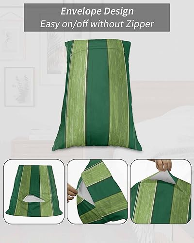 Miniatura 7 de Fundas de almohada de tamaño King de color verde degradado, fundas de almohada suaves para cama, fundas de almohada decorativas de lujo, funda de