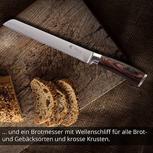 Wakoli Edib 6-Pcs Damascus Knife Set I Professional Kitchen Knives Made Of Japanese Damascus Steel Vg10 Chef Knife Set With Pakka Wood Handle In Gift Box #TOP3