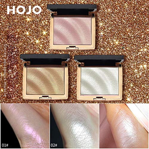 Stereo Highlighter, Monochromatic Bronzer Shimmer Highlighter Face Powder Palette Compact Face Lightening Shadow Nasal Contouring Powder Facial Bronzer Contour Cosmetic (01#)