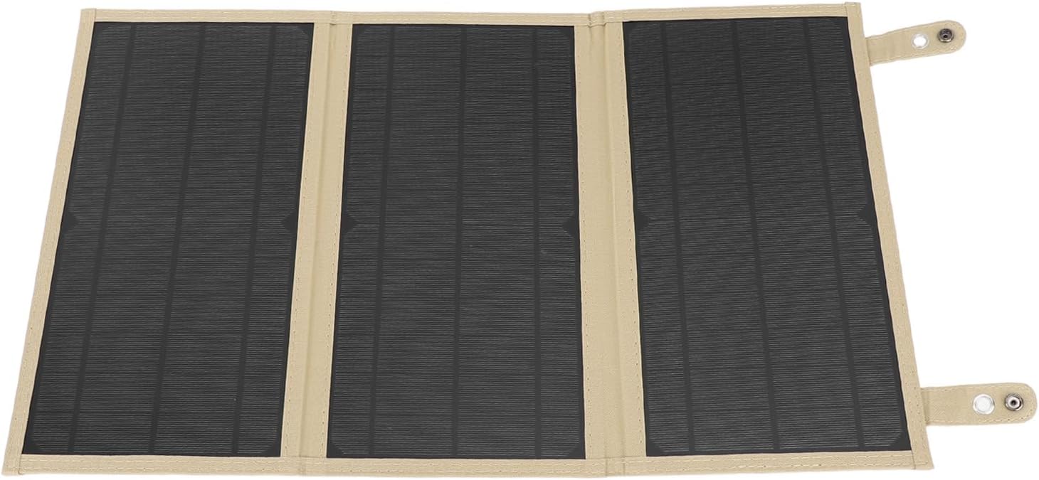 Solar Charger 30W 18V, Monocrystalline Solar Panel with Foldable Design for Fast Charging Compatible with USB Type C 5521DC for Cell Phones Tablets Power Banks (Khaki)