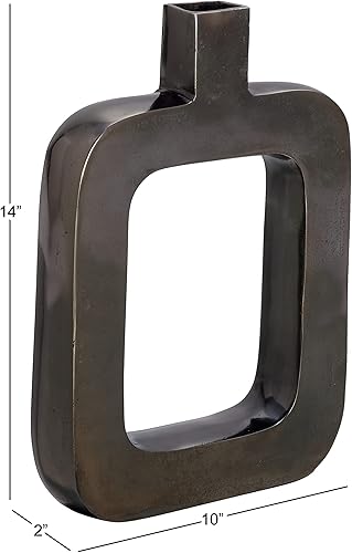 Miniatura 3 de Deco 79 Jarrón decorativo de metal de aluminio con marco recortado, florero para decoración del hogar, 10 x 2 x 14 pulgadas, negro