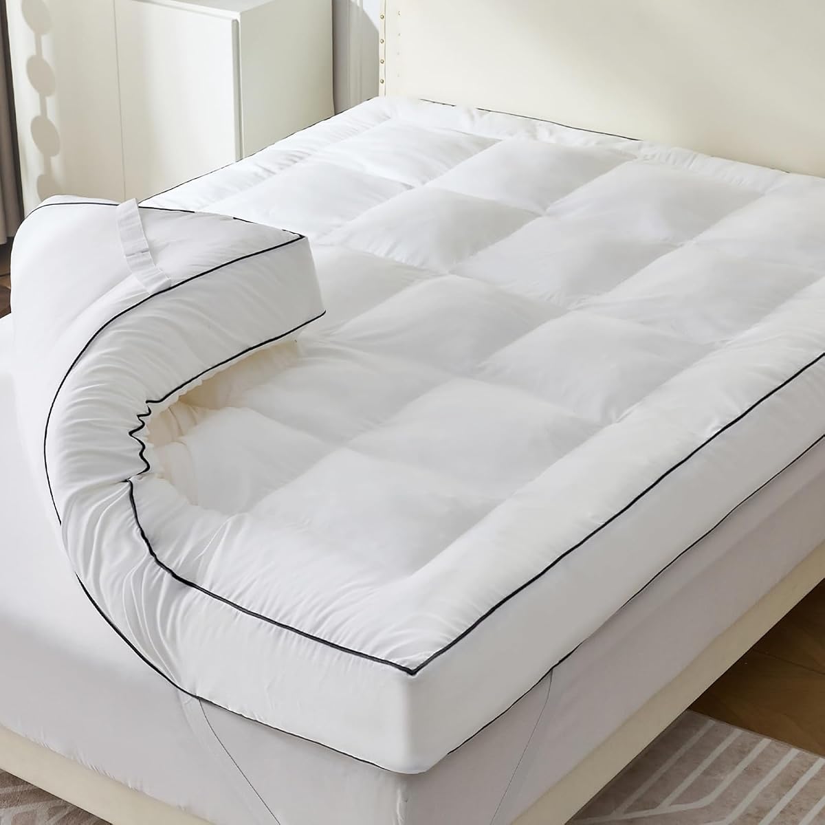 4 Inch Memory Foam Mattress Topper Full for Back Pain Relief, Thick Soft Pillow Top Bed Topper, Breathable for Hot Sleeper, White