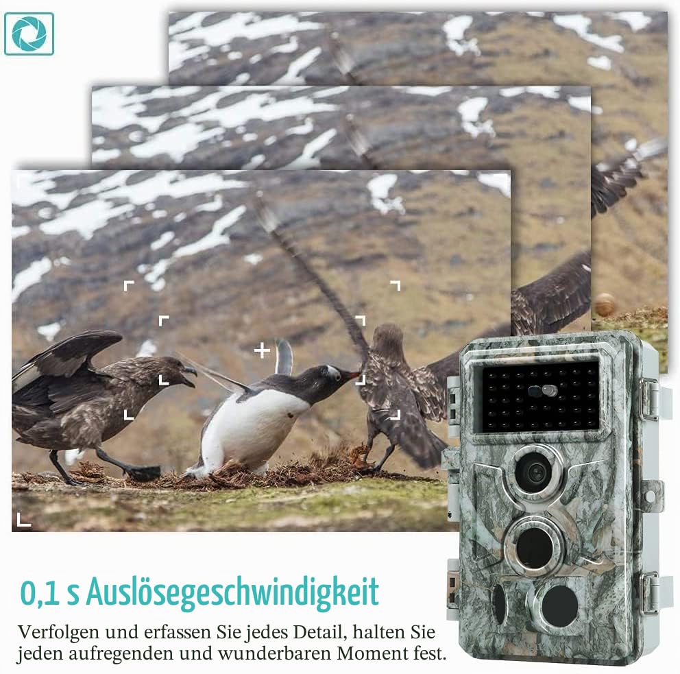 BLAZEVIDEO Wildkamera 48MP 1296P Nachsichtkamera Hirsch Kamera Überwachungskamera mit Nachsicht...