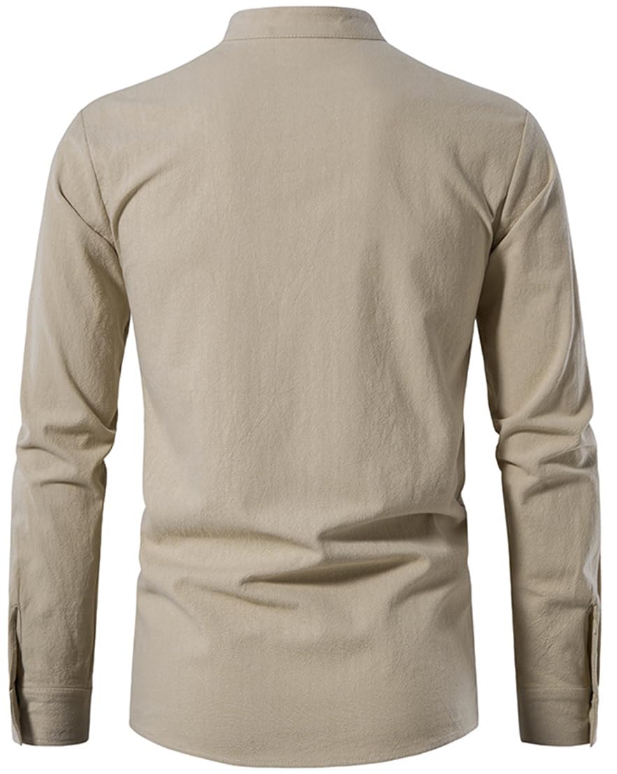 PADOLA Camisa Medieval de Lino para Hombre Camisa Retro con Cordón Henley Camisas Estilo Hippie Traje de Pirata