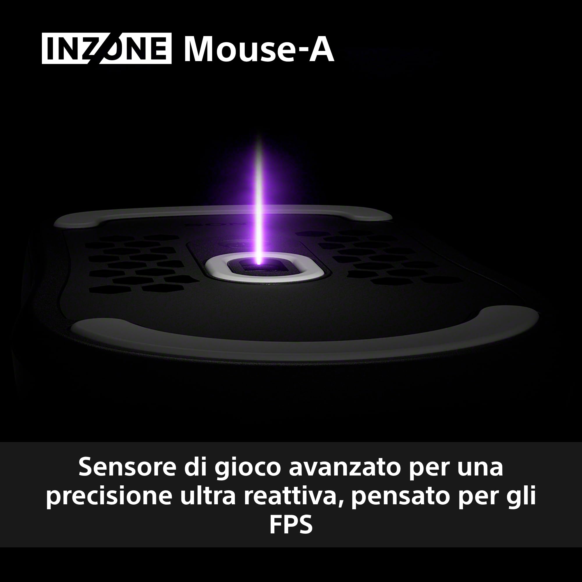 Sony INZONE Mouse-A Mouse da Gaming Wireless –Ultra-leggero 48,4g, Polling Rate 8000Hz, Sensore PixArt 30K DPI, Switch Ottici, Batteria da 90 ore, USB-C, Co-progettato con Fnatic – Per eSport FPS–Nero