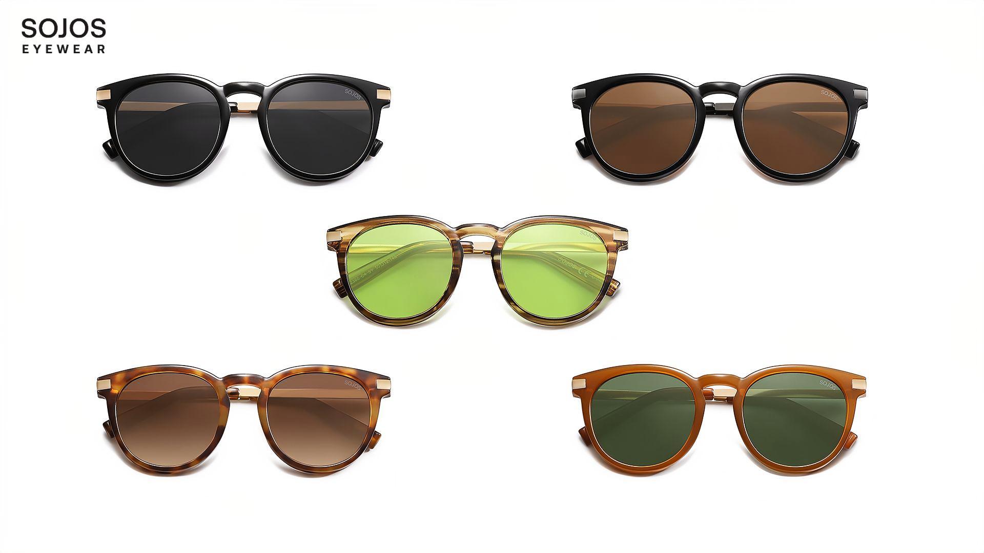 SOJOS Retro Round Polarized Sunglasses Womens Mens Classic 