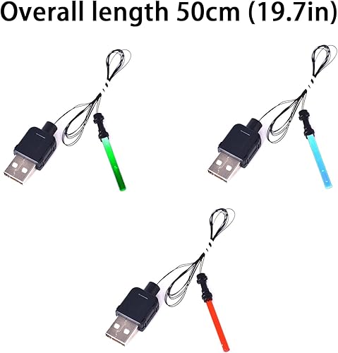 Miniatura 3 de Sable de luz para Lego, accesorios de minifigura, sable de luz LED con USB, compatible con minifigura de Star Wars (mango negro multicolor)
