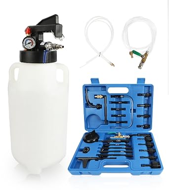 8L Pneumatic ATF Transmission Fluid Pump Kit, 2-Way Drain & Fill Tool with Pressure Gauge & 26 Pcs Adapters, Universal for Most Vehicles
