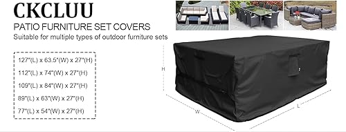 Vista 53 de Juego de funda impermeable para muebles de patio, fundas resistentes para muebles de exterior, juego de fundas resistentes al agua, juego de sofá