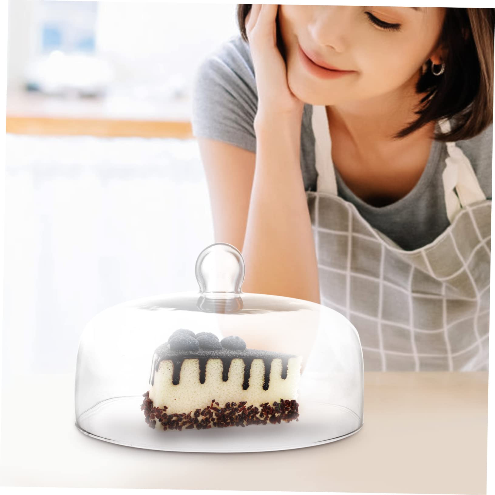 YARNOW Couvercle en Verre à Gâteau Alimentaire Transparent Gâteau De Verre Alimentaire en Verre Cloche De Verre Rond en Verre Désert Cloche Fromage Un Verre l'horloge