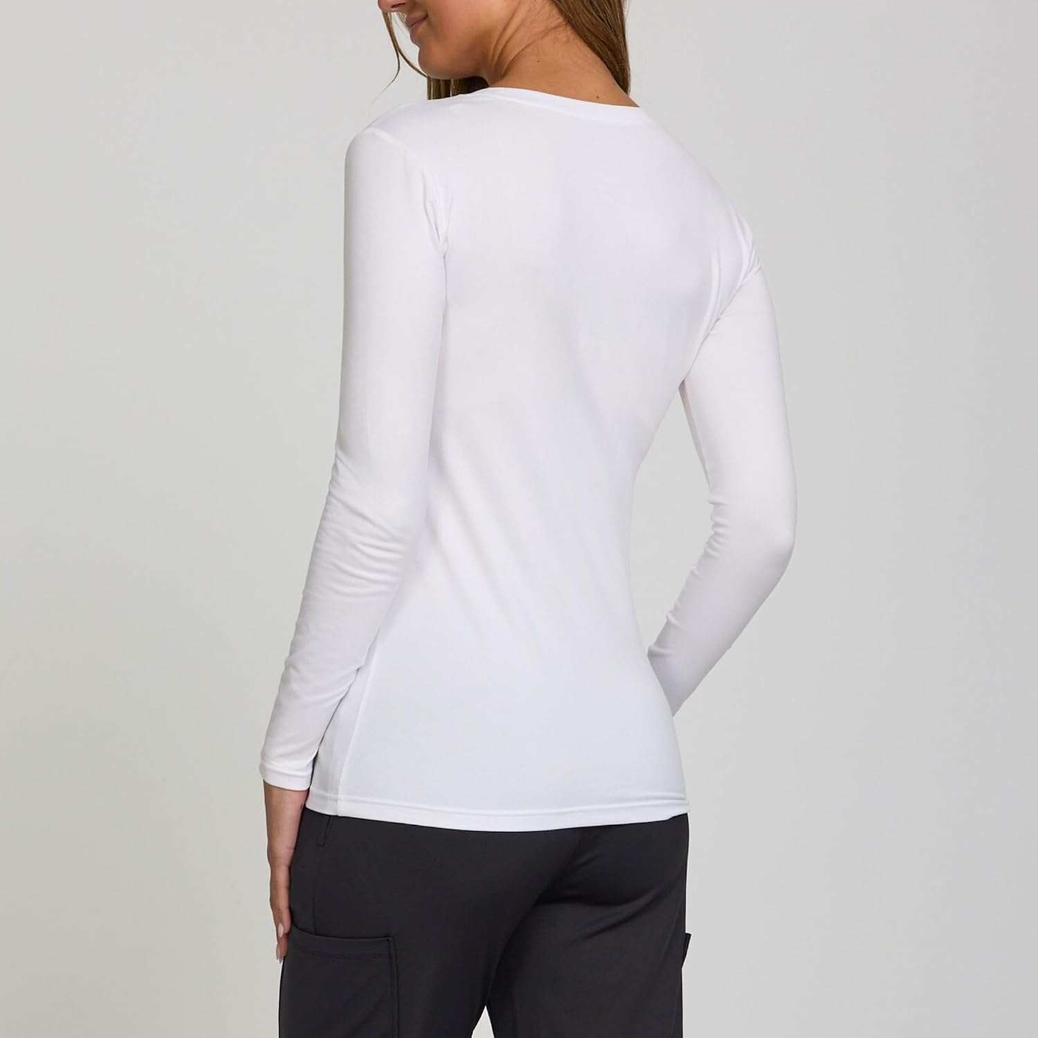 NAUTICA Underscrub Long Sleeve Women 2 Pack – Soft Scrub Undershirts for Nurses, Crew Neck Comfort Tee