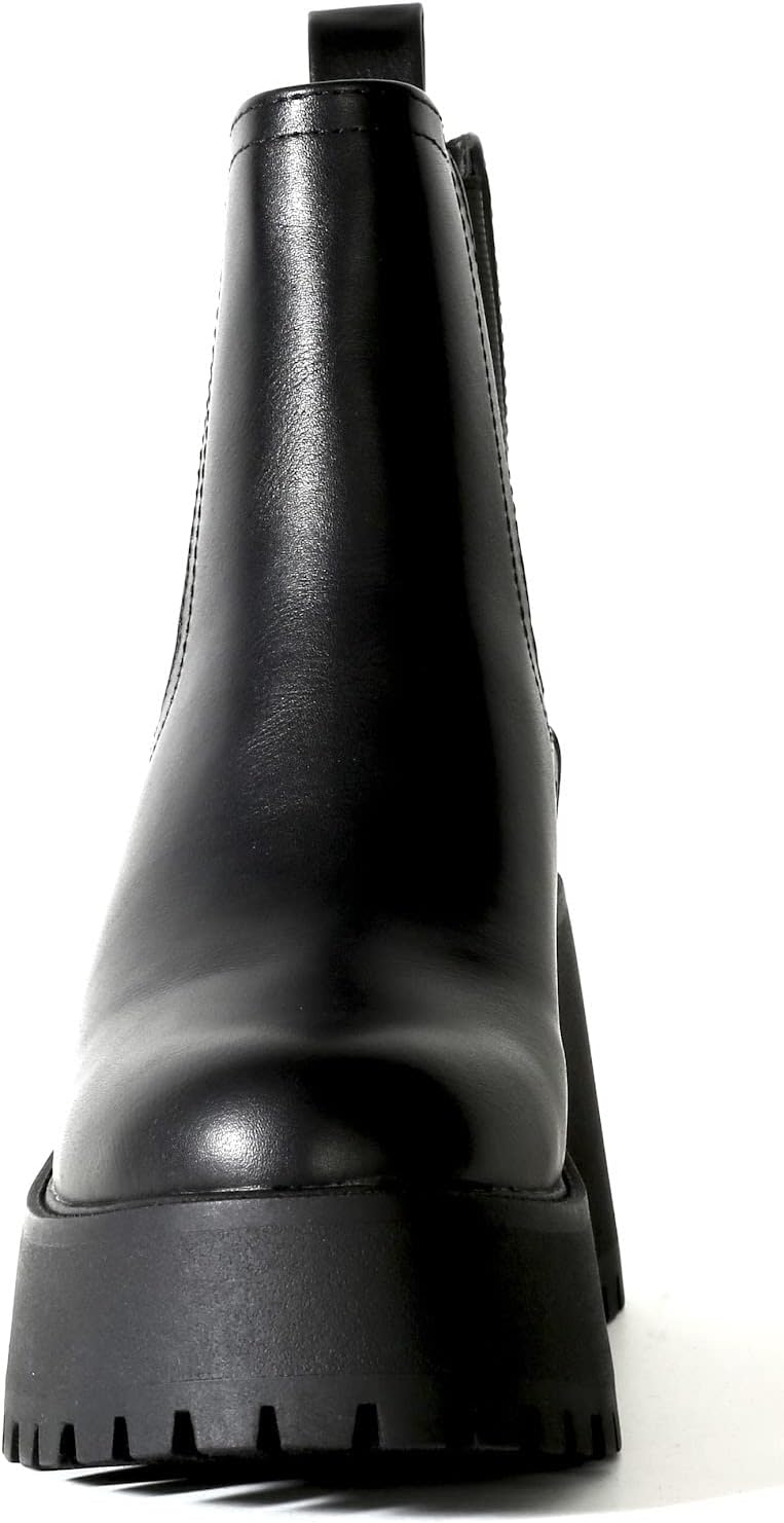 Chariot & Co: Lena- Women's Fashion Chunky Lug Sole Boot Round Toe Chelsea Elastic Booties (Sizes 8-11 ONLY) - Image 4