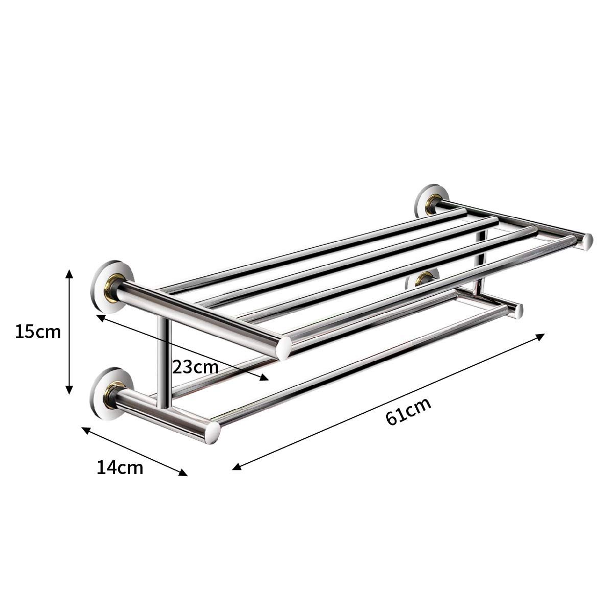 Porta Asciugamani Da Parete Costway, 2 Ripiani In Acciaio Inossidabile, 45x26x55 Cm - Risparmia Spazio