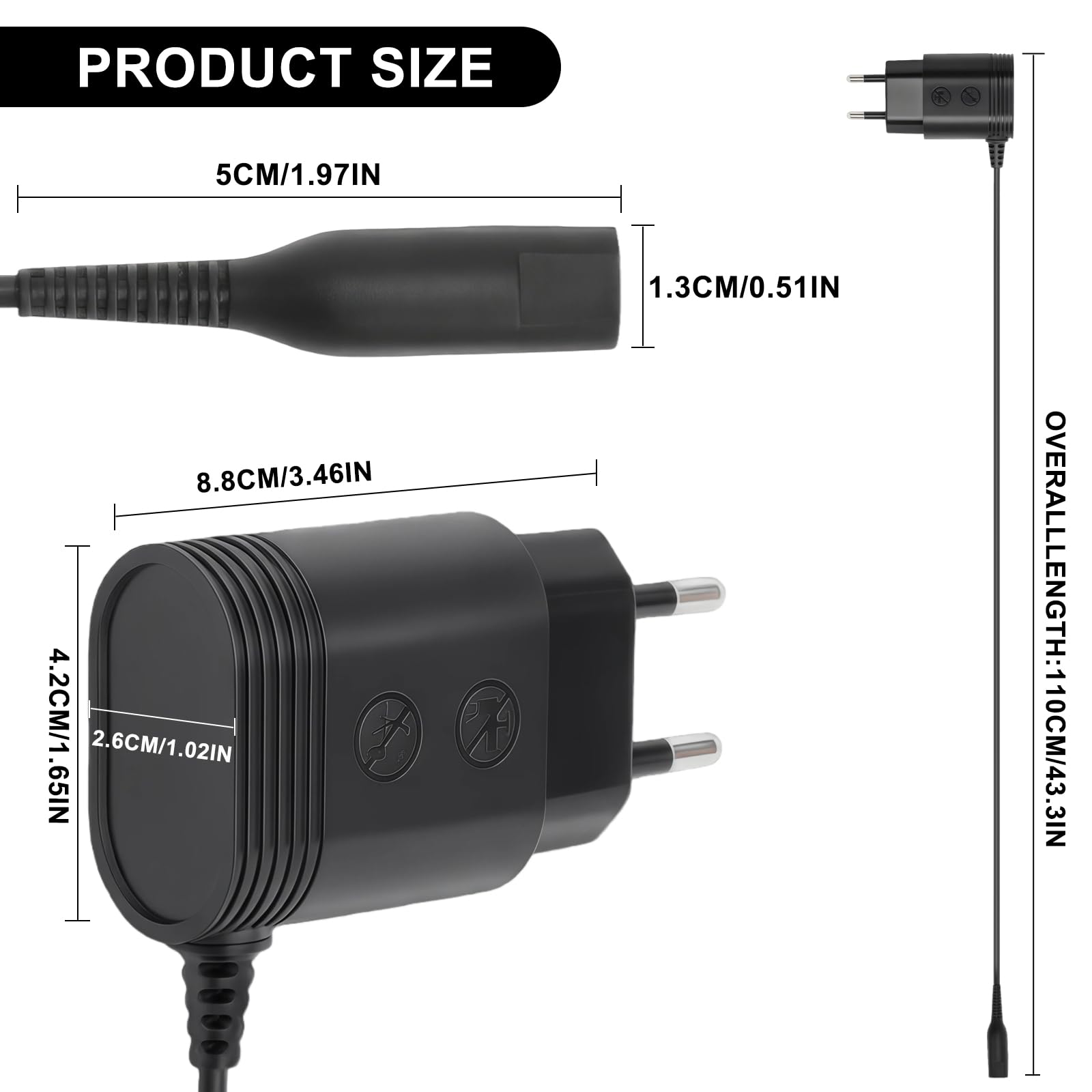 12 V 0,4 A kabel do ładowania do golarki, ładowarki, zamiennik zasilacza kompatybilny z Braun Series 9 8 7 6 5 3 1 oraz ładowarka trymera i depilatora, maszynka do strzyżenia włosów, golarka