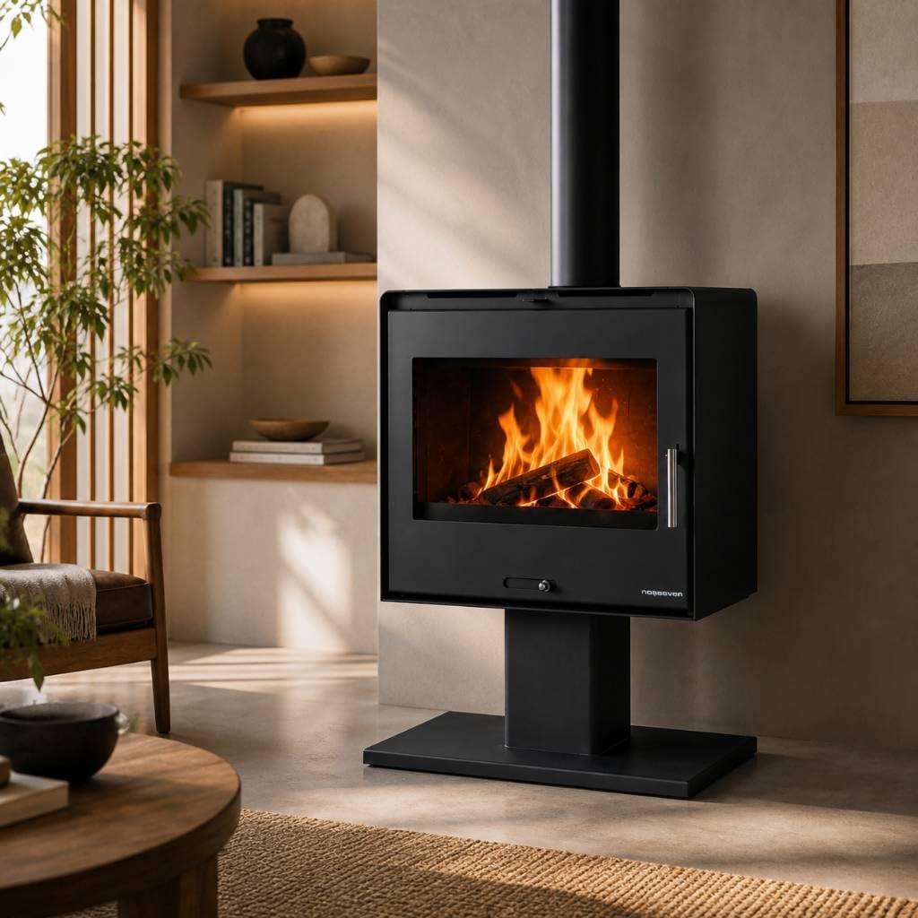 Kaminofen Holzofen Wohnzimmer Holzkamin 10 kW 5070 Holz Ofen Kamin Heizofen Schwedenofen Mehrfachbelegung