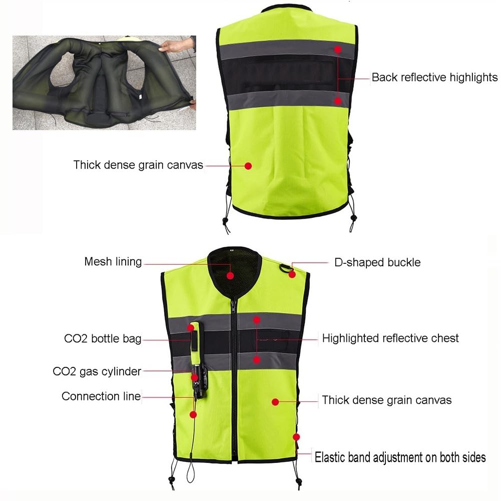 Chaleco Airbag for Motocicleta Con Cremallera Chaqueta De Equitación Reutilizable, Activa El Airbag En 0,1 S.
