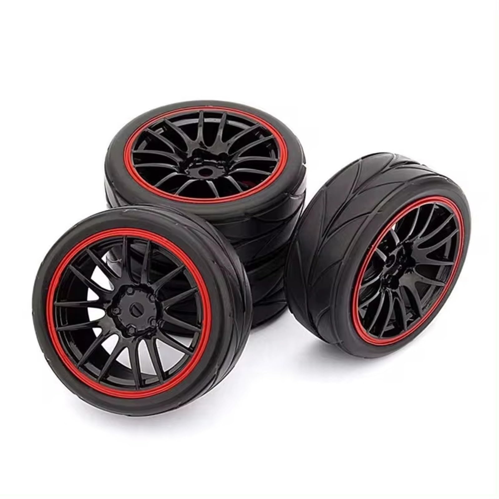 Per RC 1/10 On-Road Touring Drift Car 4 Pezzi 12mm Cerchioni Con Mozzo E Pneumatici In Gomma Ruote